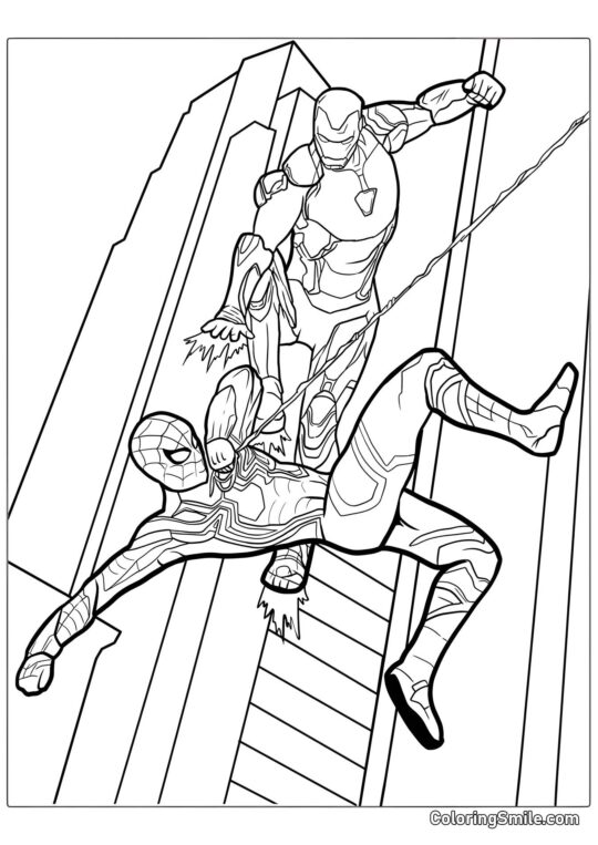 Spider-Man contra Iron Man Spider-Man contra Iron Man - Página para Colorear