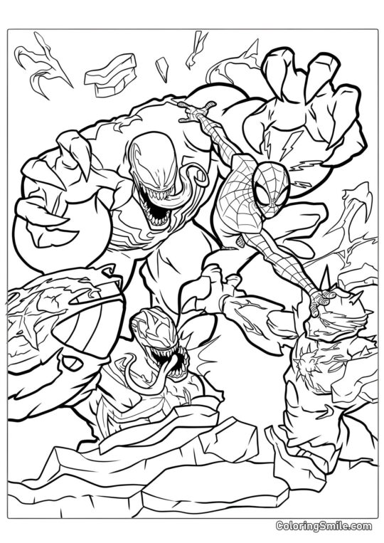 Spider-Man y Venom Spider-Man y Venom - Página para Colorear