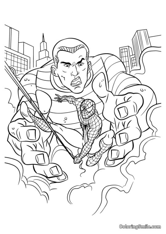 Spider-Man y Sandman Spider-Man y Sandman - Página para Colorear