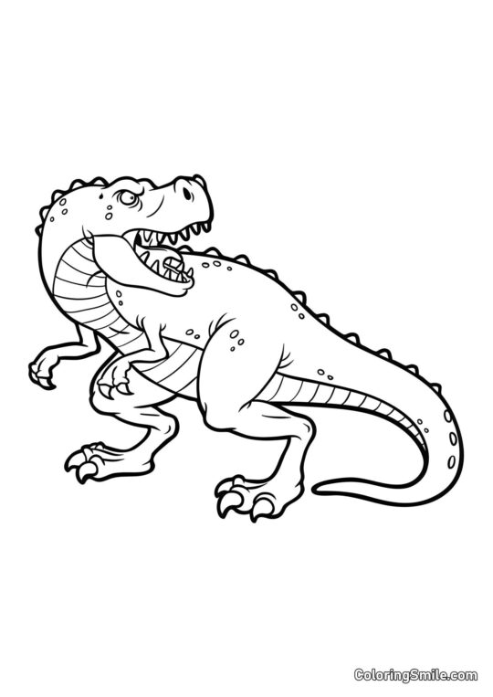 Tyrannosaurus Rugiendo de Caricatura - Página para Colorear