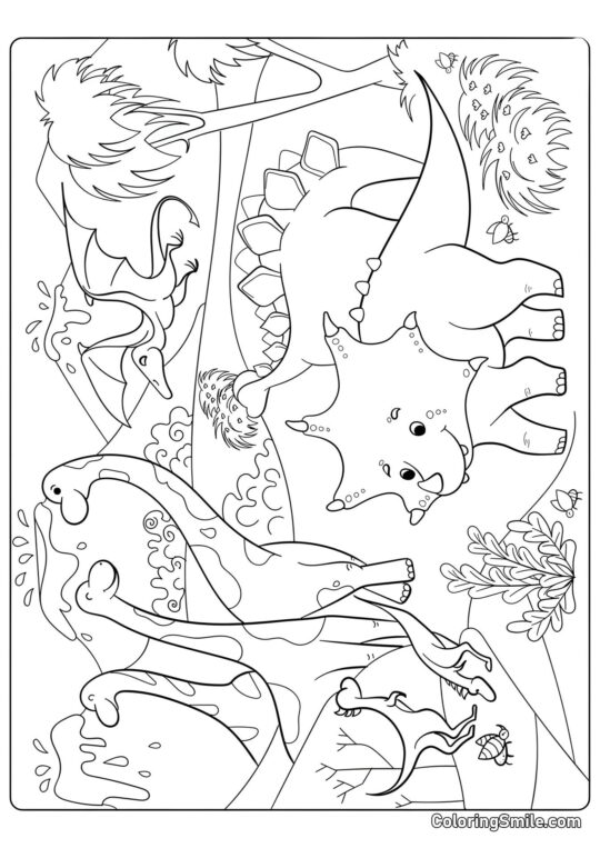 Dinosaurios del Período Jurásico - Página para Colorear