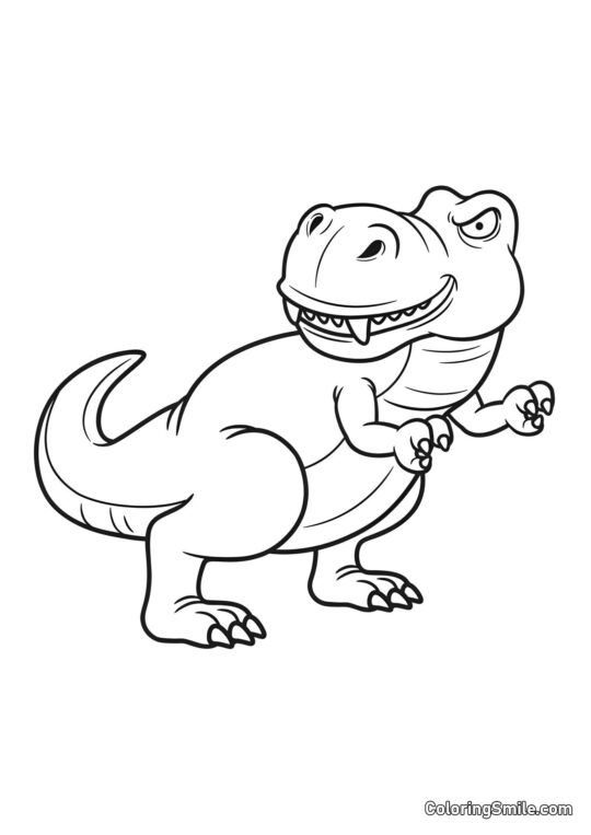 Dinosaurio T-Rex de Caricatura - Página para Colorear