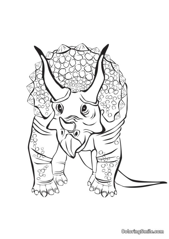 Triceratops de la Familia Ceratopsidae - Página para Colorear