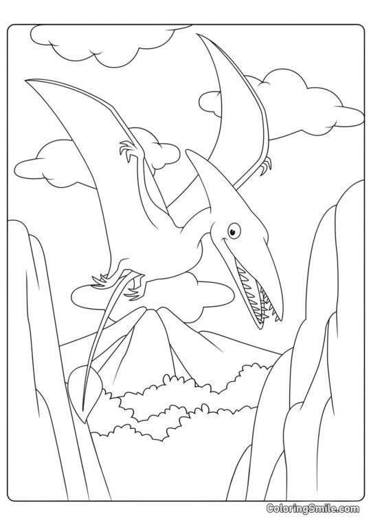Pterosaurio – Dinosaurio Volador - Página para Colorear