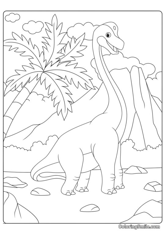 Brachiosaurus de Caricatura - Página para Colorear