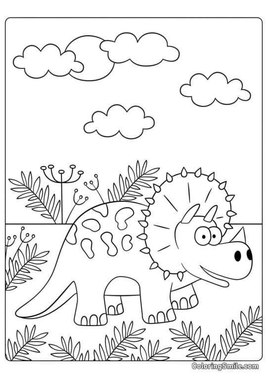 Triceratops de Caricatura - Página para Colorear