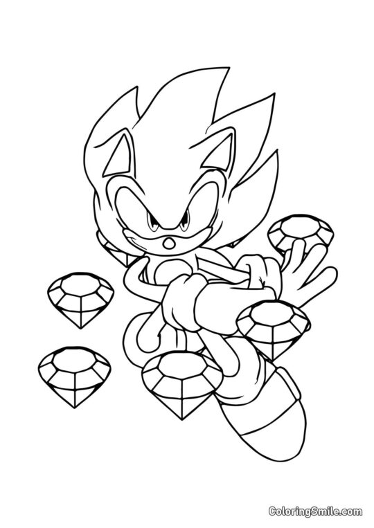 Sonic y Diamantes - Página para Colorear