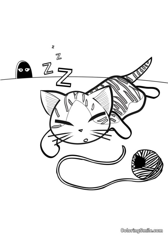 Ratas Observando al Gato - Página para Colorear