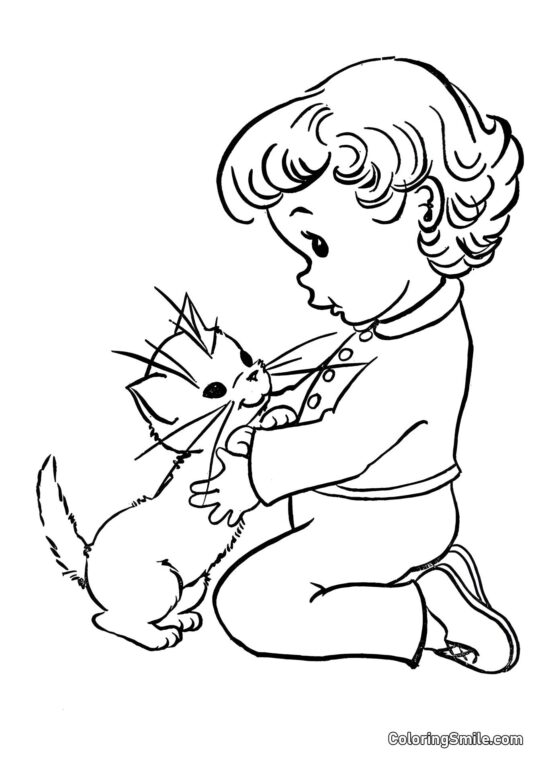 Gatito Tierno - Página para Colorear