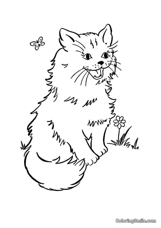 Gato Feliz - Página para Colorear