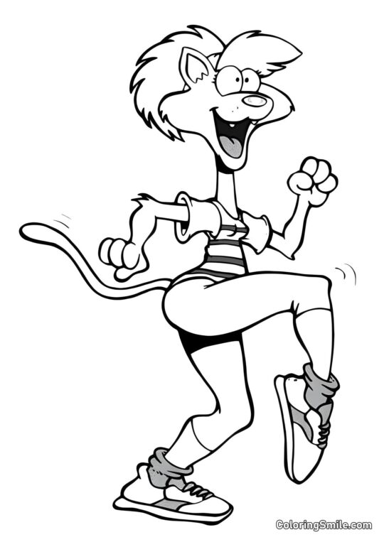 Gato de Dibujos Animados en Zapatillas - Página para Colorear