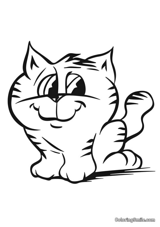 Gato Alegre - Página para Colorear