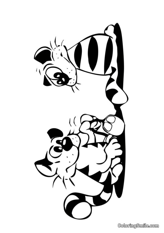 Gatitos Rayados - Página para Colorear