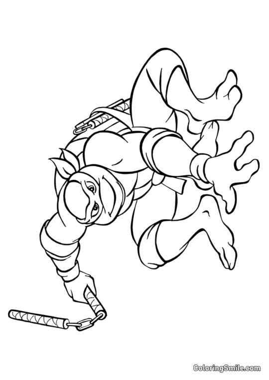 Michelangelo con Nunchakus Michelangelo con Nunchakus - Página para Colorear