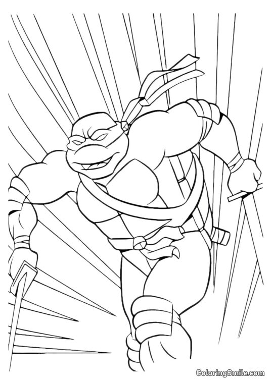 Raphael Corriendo con Dagas Raphael Corriendo con Dagas - Página para Colorear