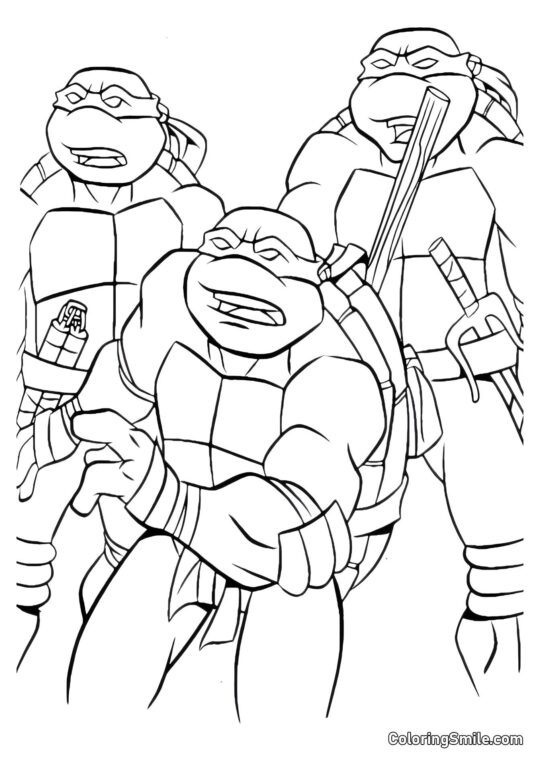 Tortugas Ninja con Miedo Tortugas Ninja con Miedo - Página para Colorear