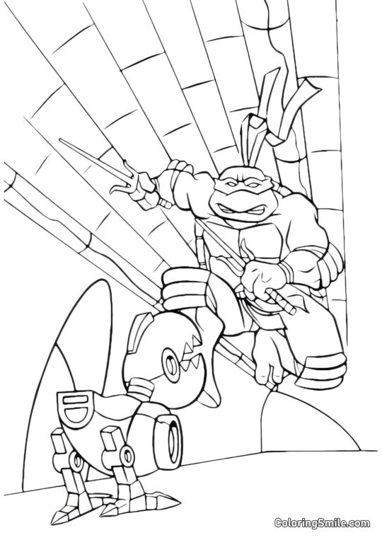 Raphael y Robot Raphael y Robot - Página para Colorear