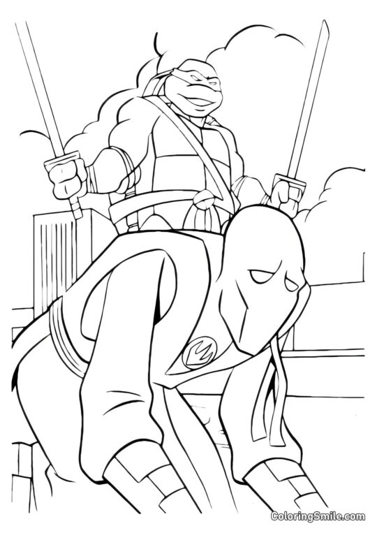 Leonardo Derrotó al Enemigo Leonardo Derrotó al Enemigo - Página para Colorear