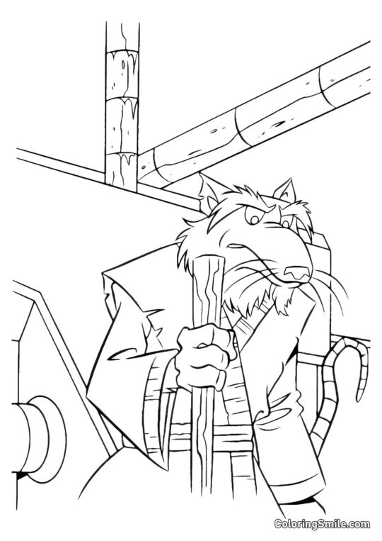 Splinter con Bastón Splinter con Bastón - Página para Colorear