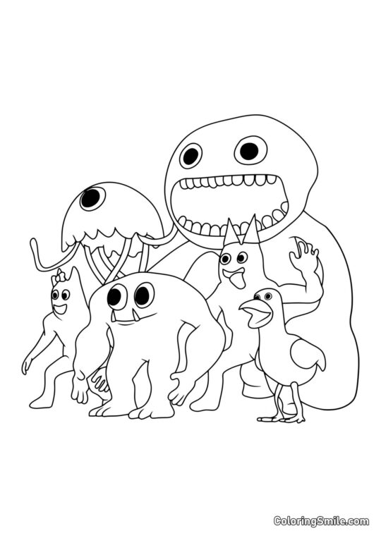 Personajes del Garten de Banban Personajes del Garten de Banban - Página para Colorear