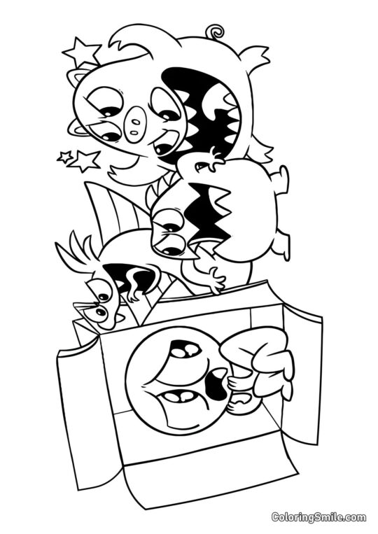 Jugador escondido en una caja de los monstruos del jardín de Banban Jugador escondido en una caja de los monstruos del jardín de Banban - Página para Colorear