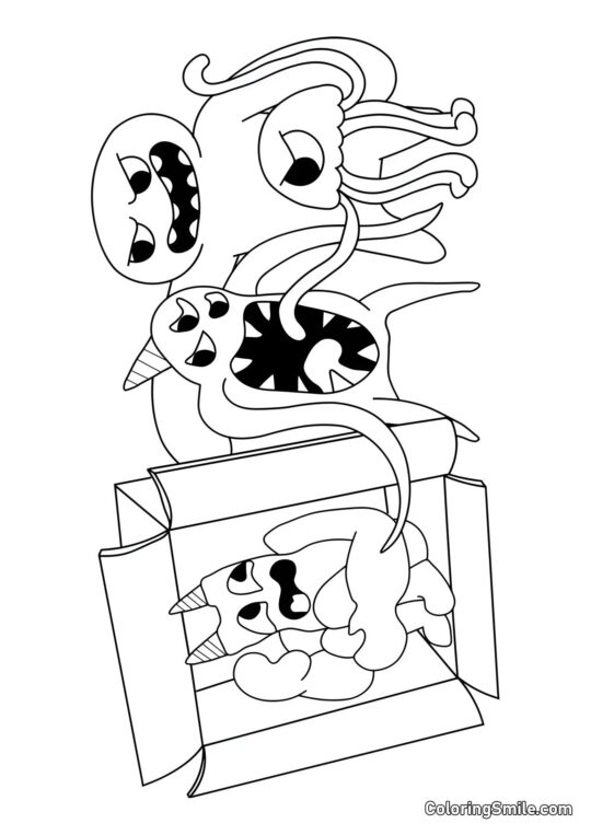 Banban se esconde en una caja Banban se esconde en una caja - Página para Colorear