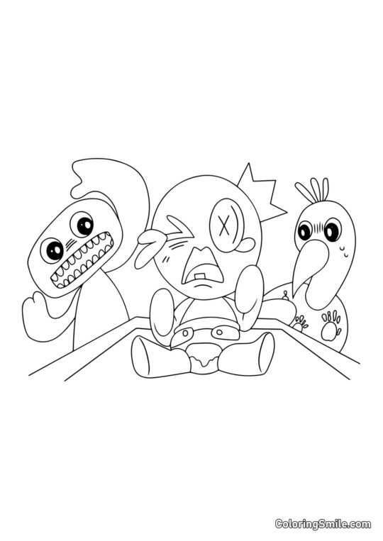 Héroes del jardín de Banban y amigo arcoíris azul Héroes del jardín de Banban y amigo arcoíris azul - Página para Colorear