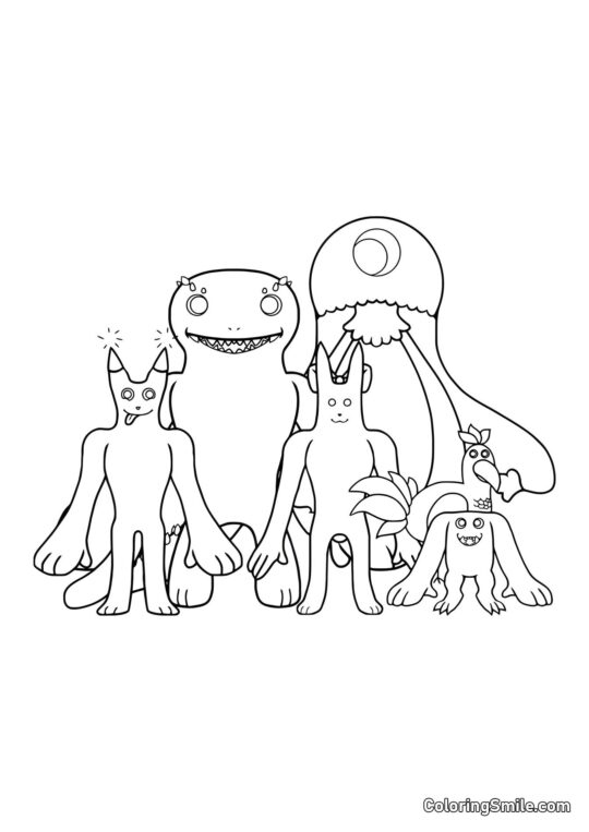 Divertidos héroes del jardín de Banban 2 Divertidos héroes del jardín de Banban 2 - Página para Colorear