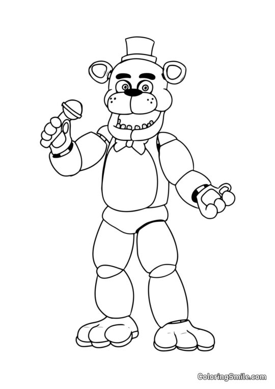 Freddy con Micrófono - Página para Colorear