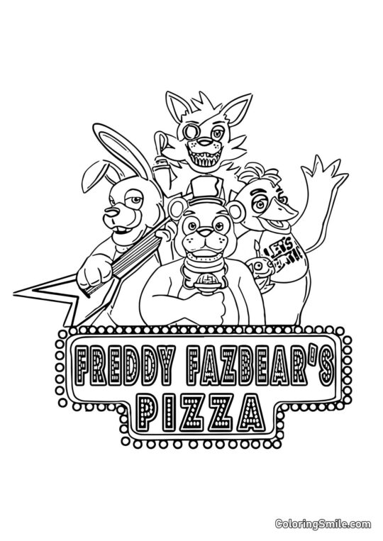 Pizzería de Freddy Fazbear - Página para Colorear