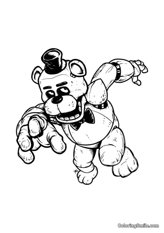 Freddy Fazbear Corriendo - Página para Colorear