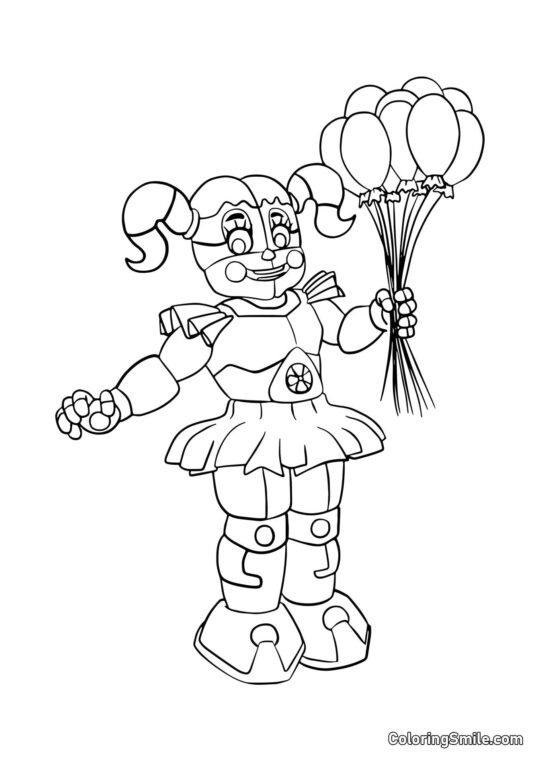 Baby Circus Baby con Globos - Página para Colorear