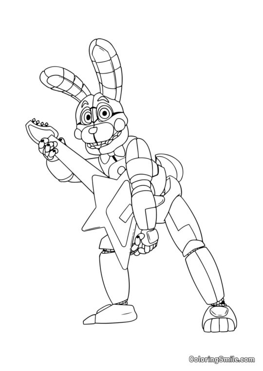 Bonnie con Guitarra - Página para Colorear