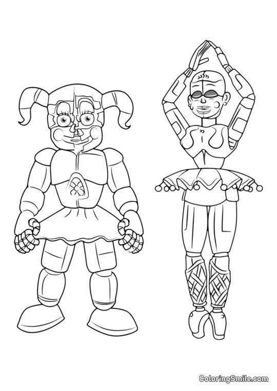 Baby y Ballora de FNAF - Página para Colorear