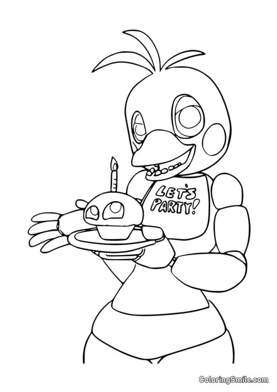 Chica con Cupcake - Página para Colorear