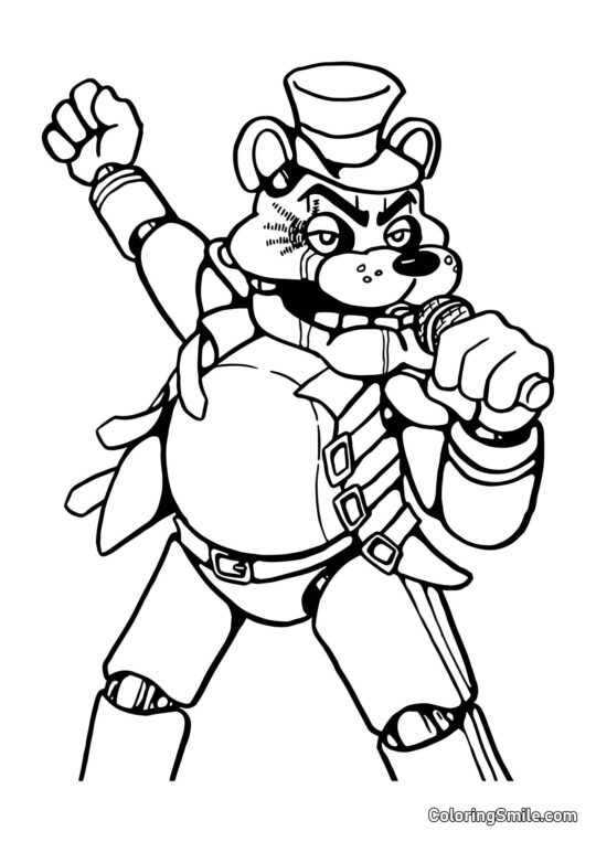 Freddy Cantando en el Escenario - Página para Colorear