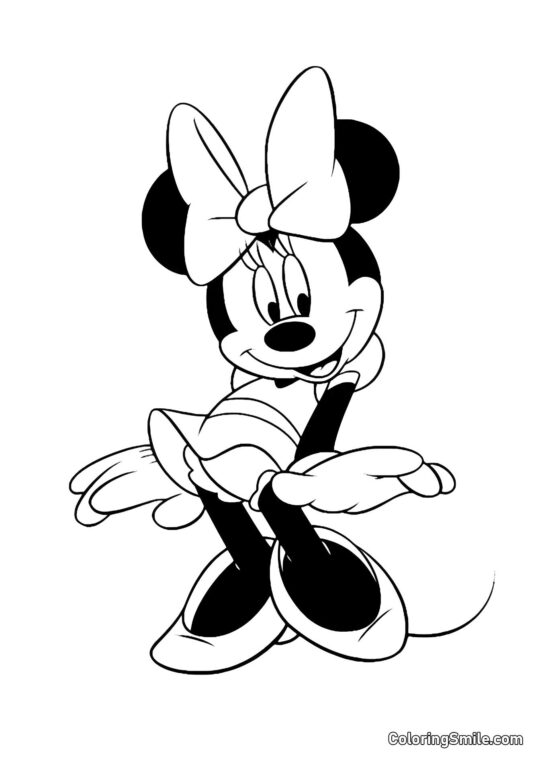 Minnie con un gran lazo - Página para Colorear