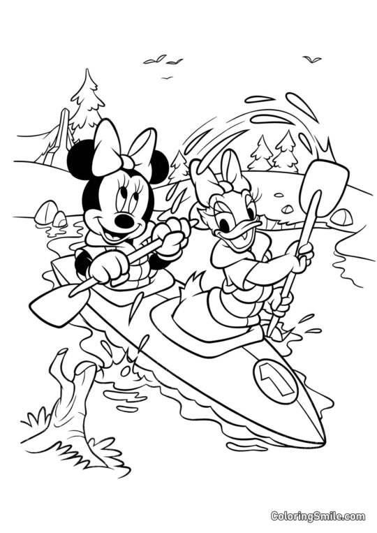 Minnie en un barco - Página para Colorear