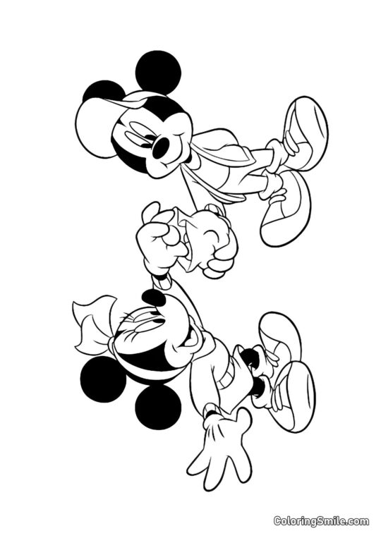 Mickey Mouse y monedas de oro - Página para Colorear