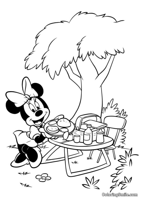 Minnie en un picnic - Página para Colorear