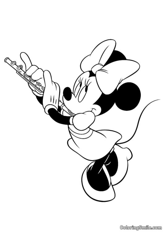 Minnie tocando la flauta - Página para Colorear