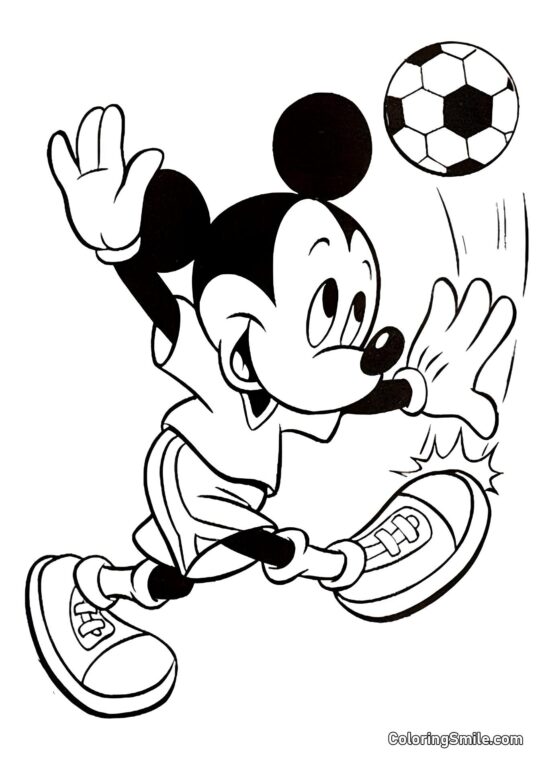 Mickey Mouse golpeando la pelota - Página para Colorear