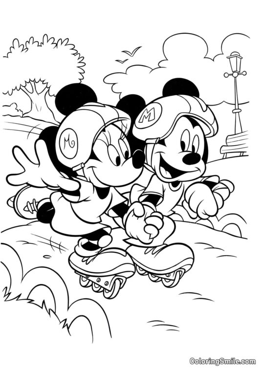 Dulce pareja Mickey - Página para Colorear