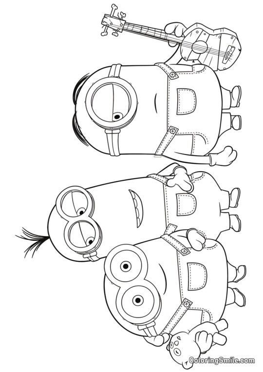 Kevin, Stuart y Bob - Página para Colorear