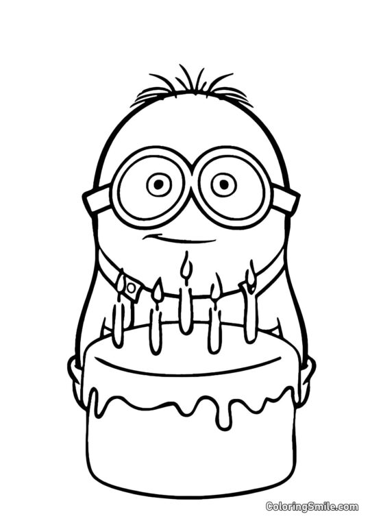 Minion en Cumpleaños - Página para Colorear