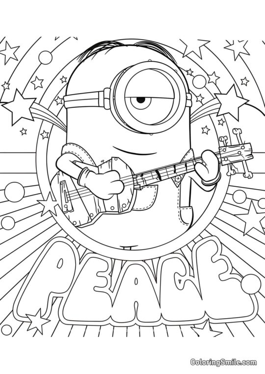 Stuart con Guitarra - Página para Colorear