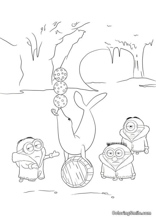 Minions en el Circo - Página para Colorear
