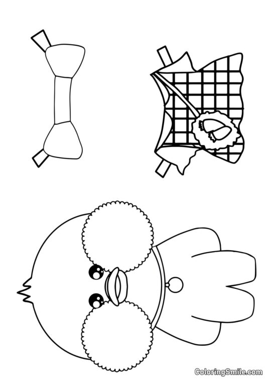 Lalafanfan con ropa (vestido y lazo) Lalafanfan con ropa (vestido y lazo) - Página para Colorear