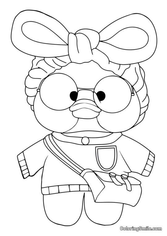 Pato Lalafanfan con hermoso lazo Pato Lalafanfan con hermoso lazo - Página para Colorear
