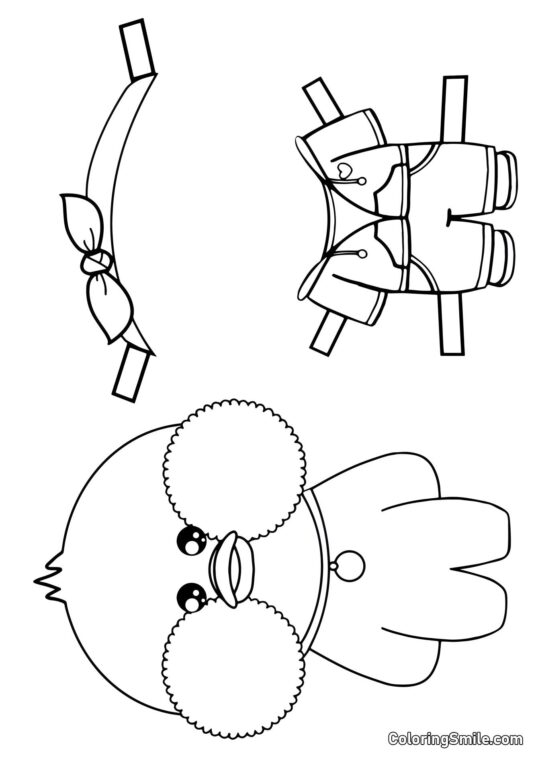 Lalafanfan con ropa (sudadera, pantalones y diadema) Lalafanfan con ropa (sudadera, pantalones y diadema) - Página para Colorear